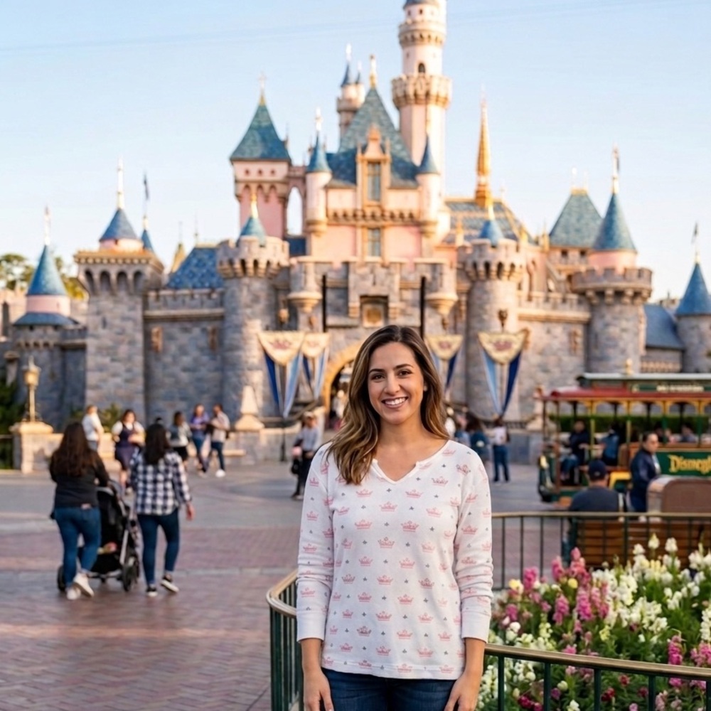 Disneyland White Top with Pink Crown Motif